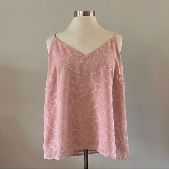 A New Day Spaghetti Strap Tank Top Floral Textured Blush Pink XXL - Picture 2 of 8